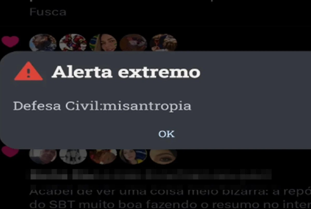 Entenda o que significa misantropia na mensagem que assustou milhões em alerta da Defesa Civil