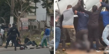 Vídeo mostra desespero de feridos logo após colisão que matou idosa na FEB; populares tiraram carro de cima do corpo