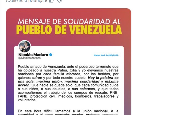 Detido em Nova York, Maduro manda mensagem sobre terremotos na Venezuela