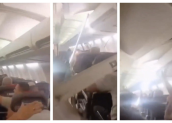 VÍDEO: Teto de cabine de avião cai durante voo no Irã
