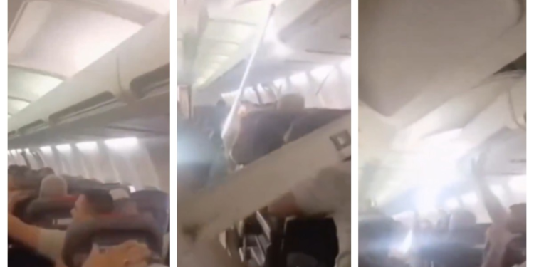 VÍDEO: Teto de cabine de avião cai durante voo no Irã