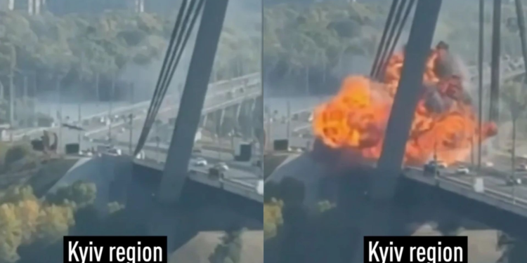 VÍDEO: drone russo atinge ponte movimentada em Kiev; 2 ficam feridos